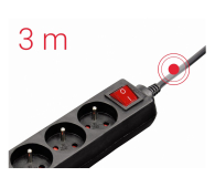 HAMA Listwa zasilająca Standard 3gn, 3m, czarna - 1416391 - zdjęcie 4